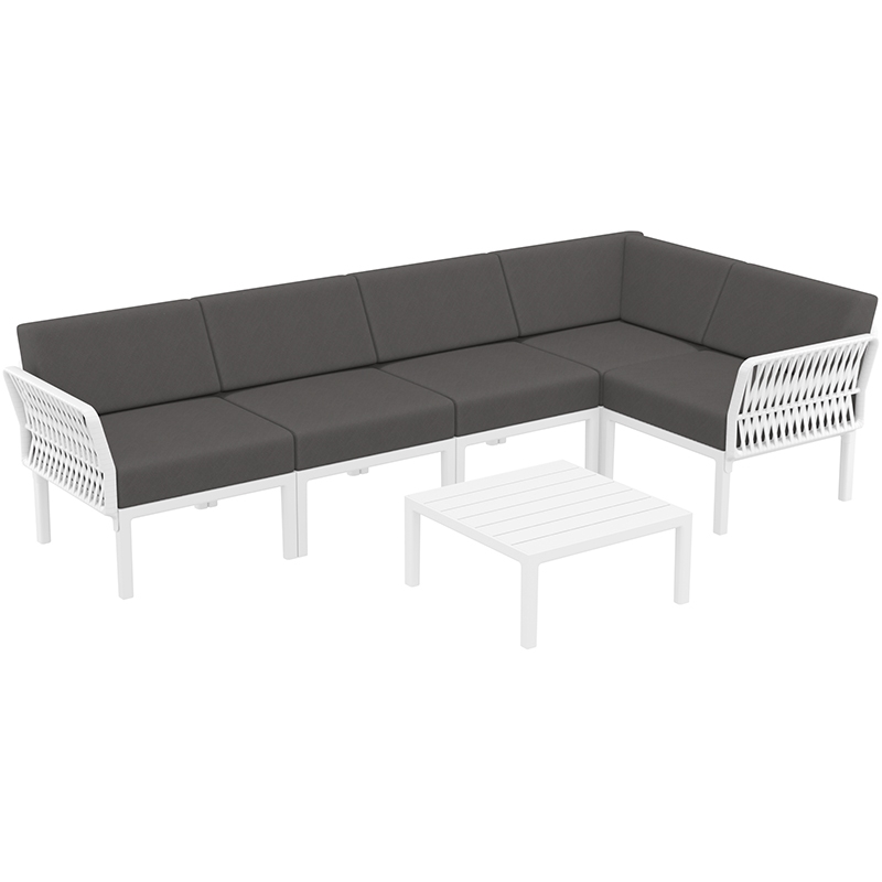 PORTOFINO LOUNGE SET ΓΩΝΙΑ WHITE/ΜΑΞ. DARK GREY(+ΤΡΑΠ.33εκ.)