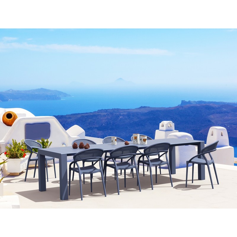 Σετ Τραπεζαρίας 9τμχ Vegas Sunset Dark Grey 100X260/300εκ.