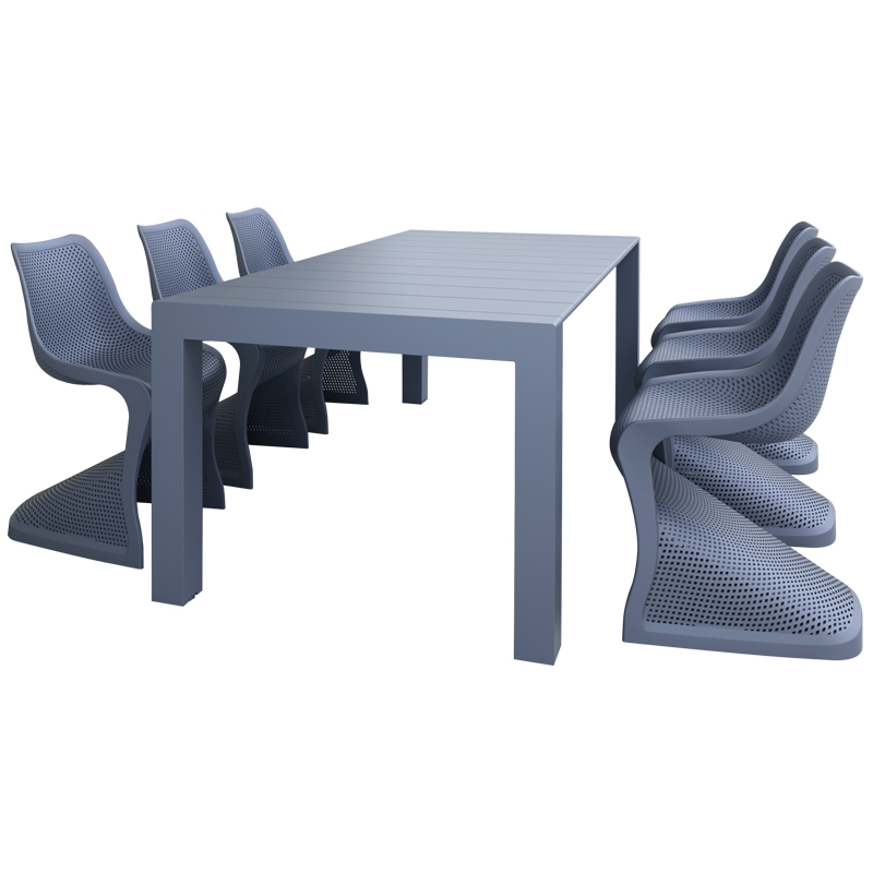 Σετ Τραπεζαρίας 7τμχ Vegas Bloom Dark Grey 100X180/220εκ.