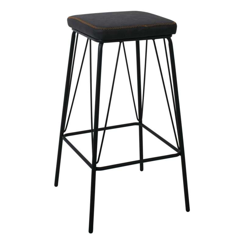 PANTON Σκαμπό BAR, Μέταλλο Βαφή Μαύρο, PU Απόχρωση Vintage Black
