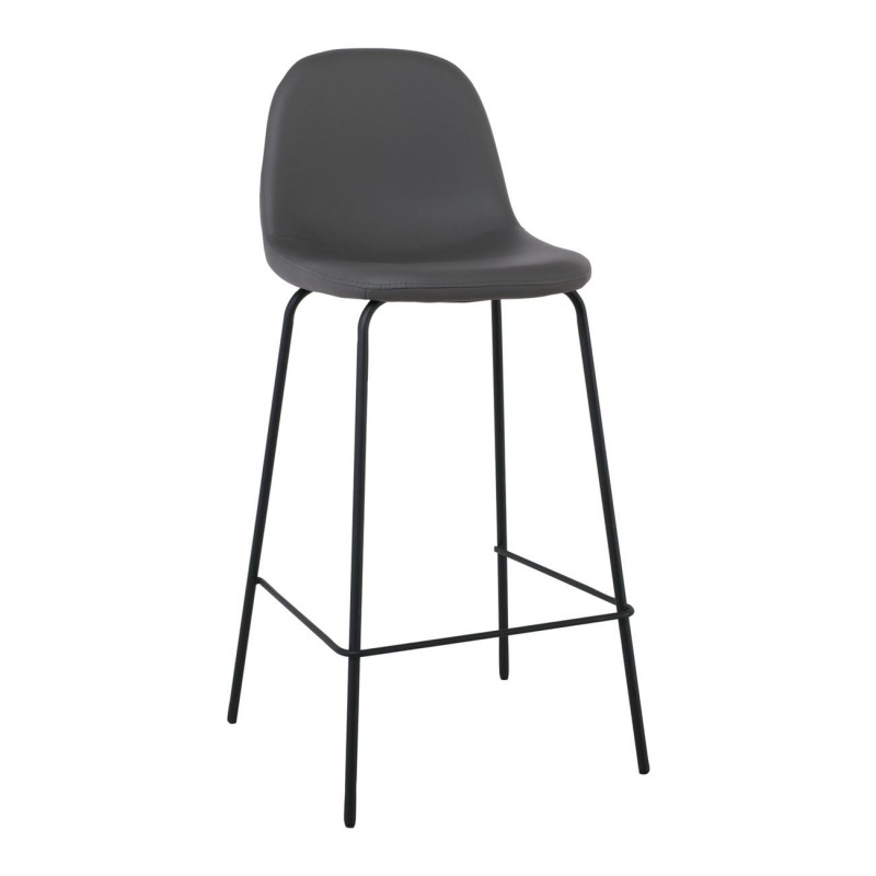 CELINA Σκαμπό BAR με Πλάτη, Κάθισμα H.67cm, Μέταλλο Βαφή Μαύρο, Pvc Γκρι