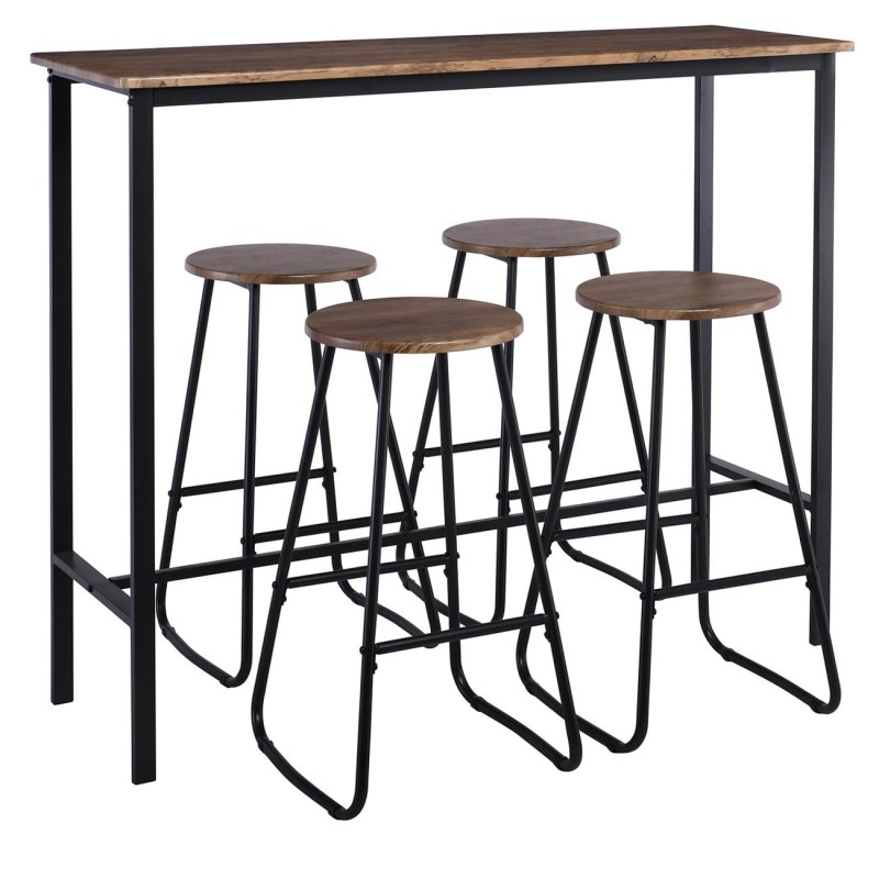 PUB Set Bar Τραπέζι + 4 Σκαμπό, Μέταλλο Βαφή Ανθρακί - Antique Brown