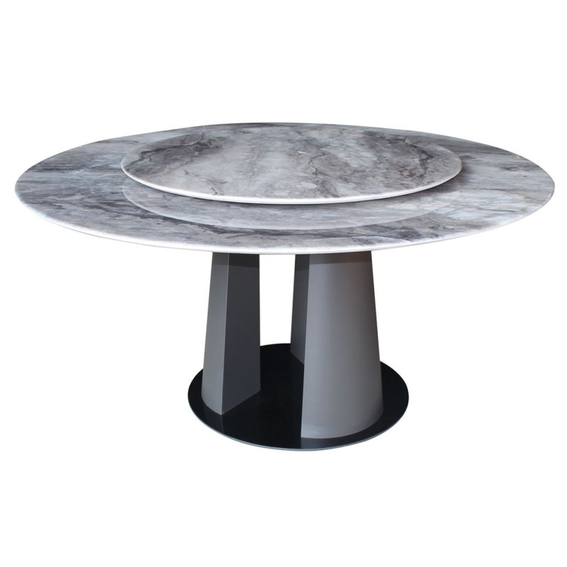 LAZY SUSAN Τραπέζι Ροτόντα με Περιστρεφόμενη επιφάνεια, Βάση Μέταλλο-Επιφάνεια Μάρμαρο