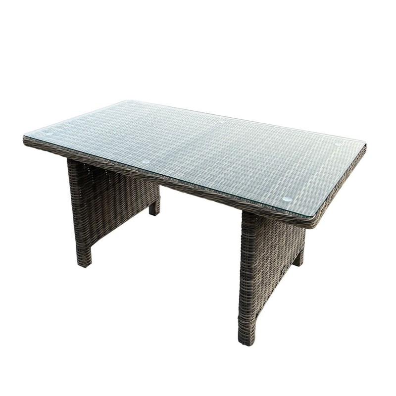 ARIZONA Τραπέζι Dining Βεράντας - Κήπου ALU, Wicker Grey Brown, Γυαλί Tempered 5mm