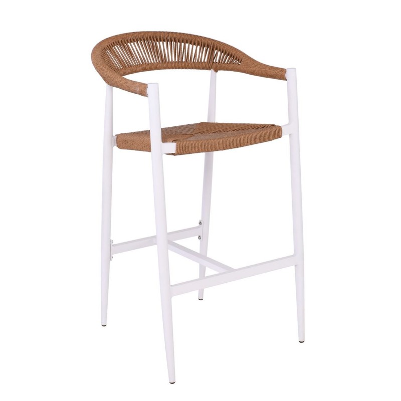 MADY Σκαμπό Bar, ALU Άσπρο, Rope Wicker Φυσικό