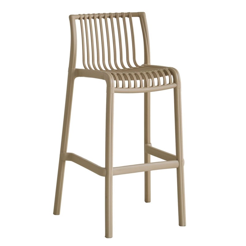 MODENA Σκαμπό Bar Στοιβαζόμενο PP-UV Protection Tortora