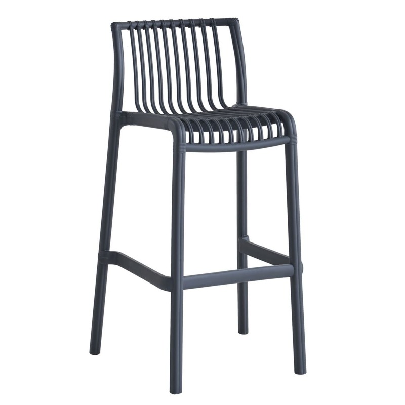 MODENA Σκαμπό Bar Στοιβαζόμενο PP-UV Protection Ανθρακί