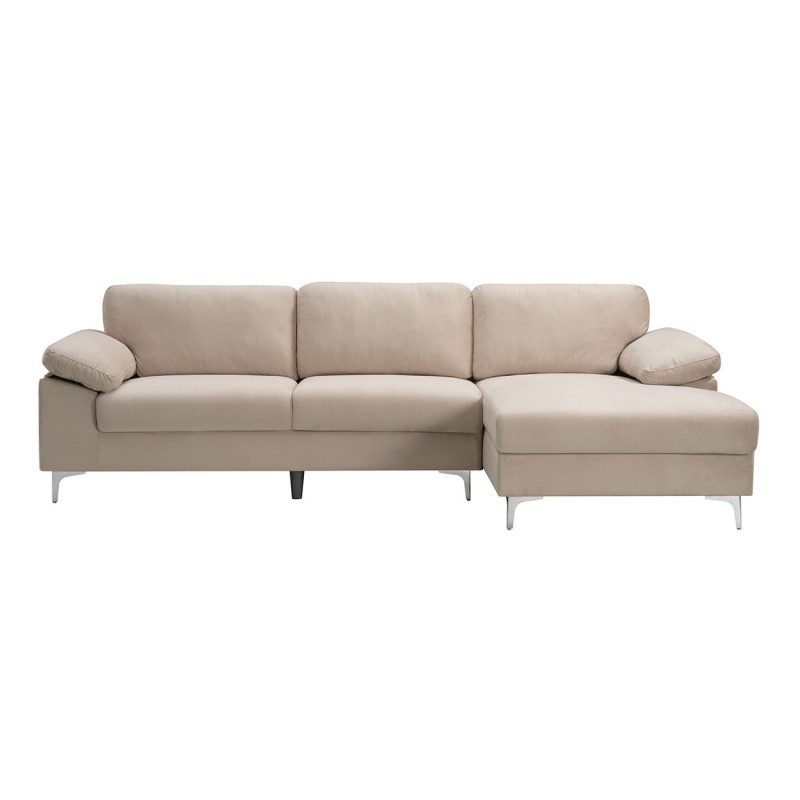 ALEX Καναπές Σαλονιού Καθιστικού Αριστερή Γωνία, Ύφασμα Μπεζ Velure