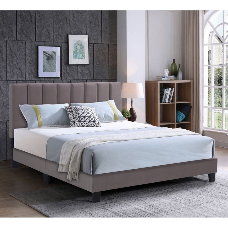 ALLEGRO Κρεβάτι Διπλό 140x190cm, Ύφασμα Cappuccino, με Κεφαλάρι πολλαπλών θέσεων
