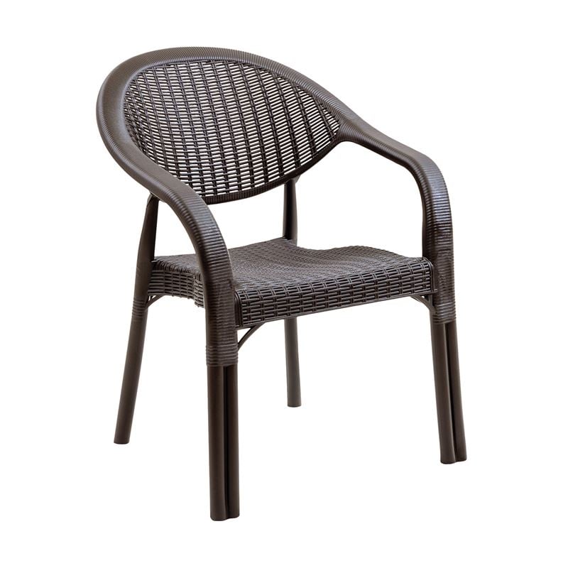 BAMBOO Pro Πολυθρόνα Κήπου - Βεράντας Στοιβαζόμενη, PP-UV (Rattan Look) Καφέ