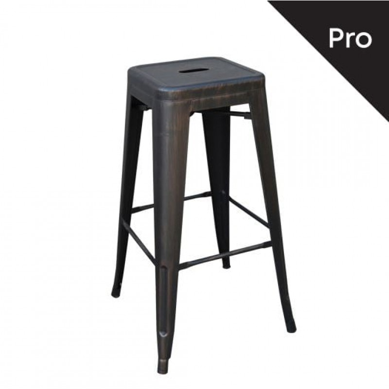 RELIX Σκαμπό Bar-Pro, Στοιβαζόμενο, Μέταλλο Βαφή Antique Black