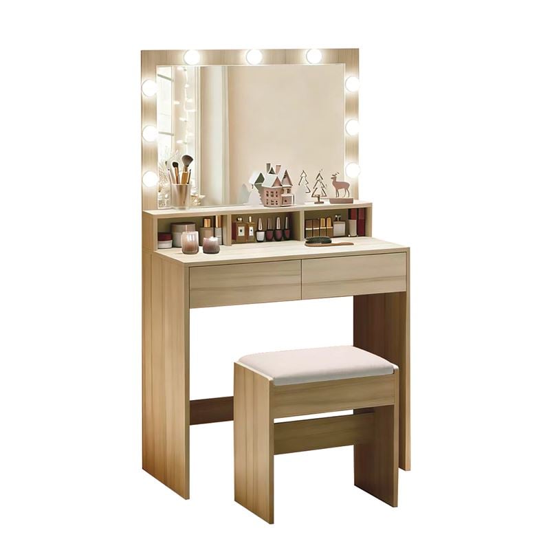 LUCY Set Τουαλέτα με Σκαμπό, Απόχρωση Sonoma, Καθρέπτης LED & θύρα USB
