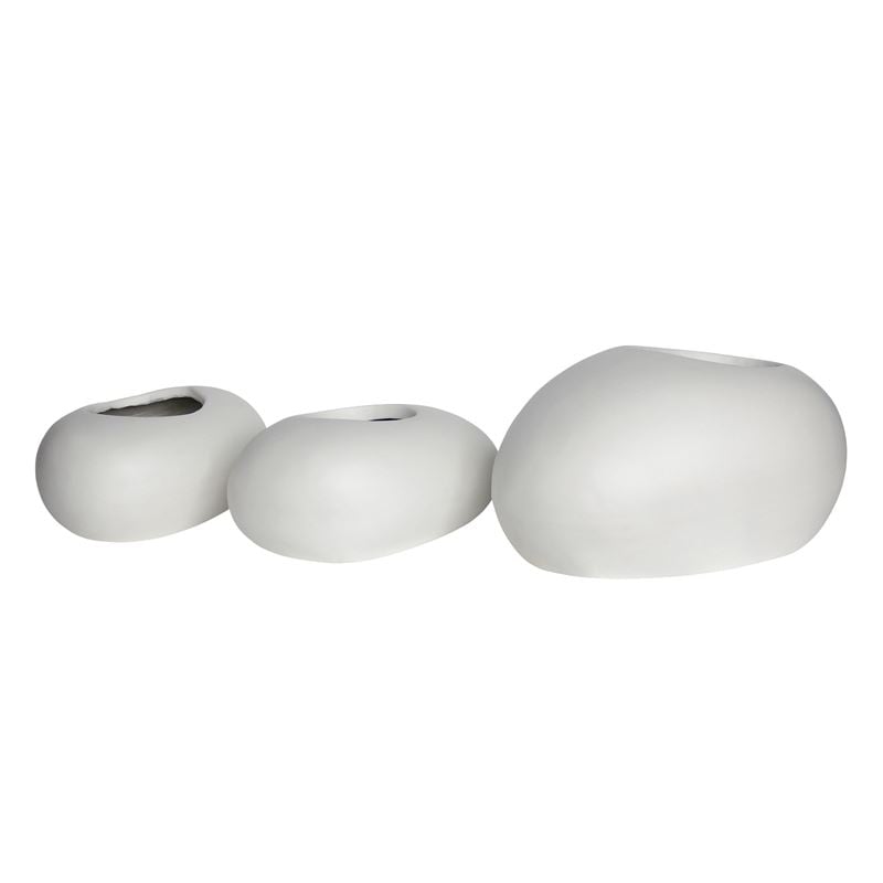 FLOWER POT-ROCK Set 3 τεμαχίων, Cement Απόχρωση White