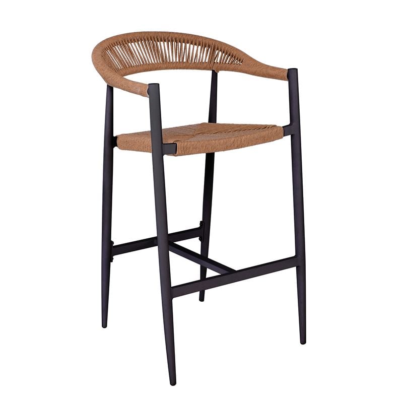 MADY Σκαμπό Bar, ALU Ανθρακί, Rope Wicker Φυσικό