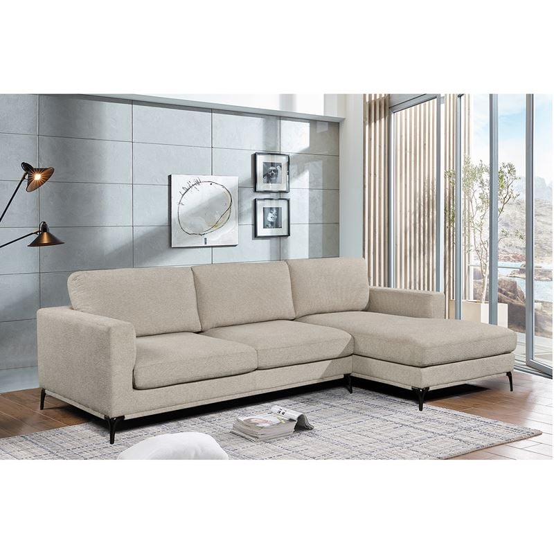 BANCO Καναπές Σαλονιού - Καθιστικού, Γωνία Αναστρέψιμος Ύφασμα Μπεζ