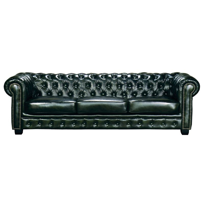 CHESTERFIELD Birmingham Καναπές 4Θέσιος Σαλονιού Καθιστικού, Δέρμα AntiqueGreen