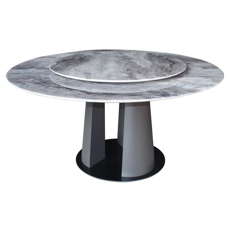 LAZY SUSAN Τραπέζι Ροτόντα με Περιστρεφόμενη επιφάνεια, Βάση Μέταλλο-Επιφάνεια Μάρμαρο