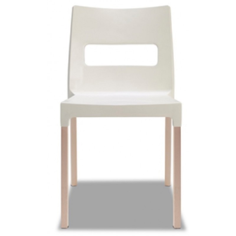 Natural maxi diva καρέκλα τεχνοπολυμέριο λευκο με ξυλινα ποδια 52x56x89(46)cm