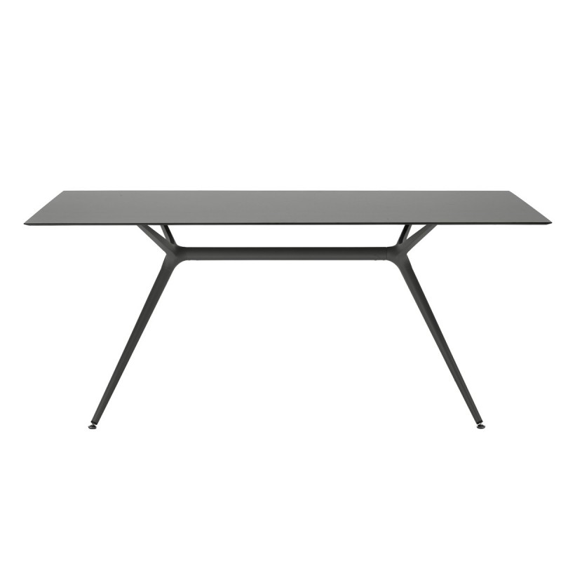 Scab Metropolis Rectangular Table 180x90x75cm (Black/Transparent Smoked Glass) Τραπέζι μεταλλικό μαυρο  με γυαλί12 mm