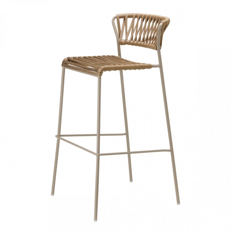 Lisa Filo Barstool -ART. 2871 h. 75  σκαμπό μπαρ μεταλλικό σκελετό και κορδονι χρωμα dove grey  50x50x98(76)cm - ποιότητα 1 τμχ 