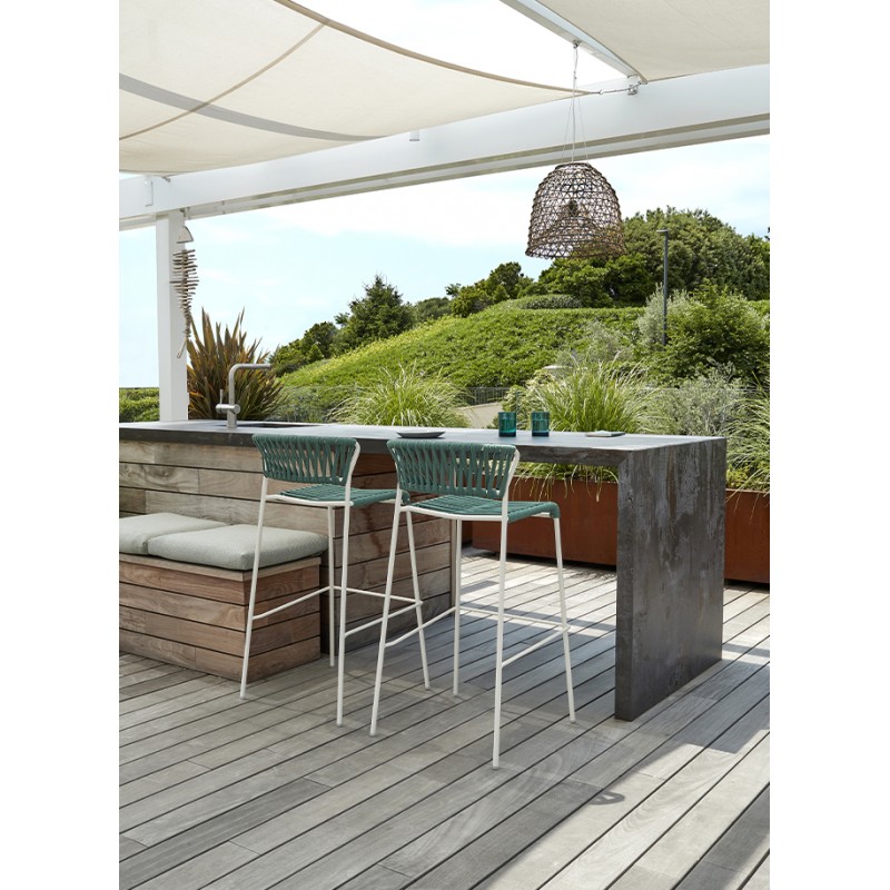 Lisa Filo Barstool -ART. 2871 h. 75  σκαμπό μπαρ μεταλλικό σκελετό και κορδονι χρωμα dove grey  50x50x98(76)cm - ποιότητα 1 τμχ 