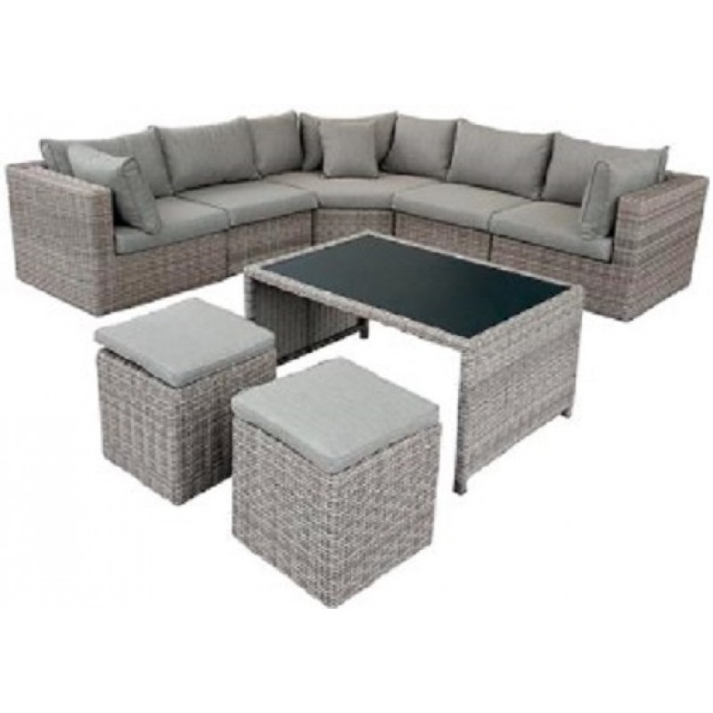 ΣΕΤ RACHEL Σετ γωνία / 8 τεμ. BLIUMIS  (Καναπές γωνιακός με τραπεζάκι & 2 σκαμπό)