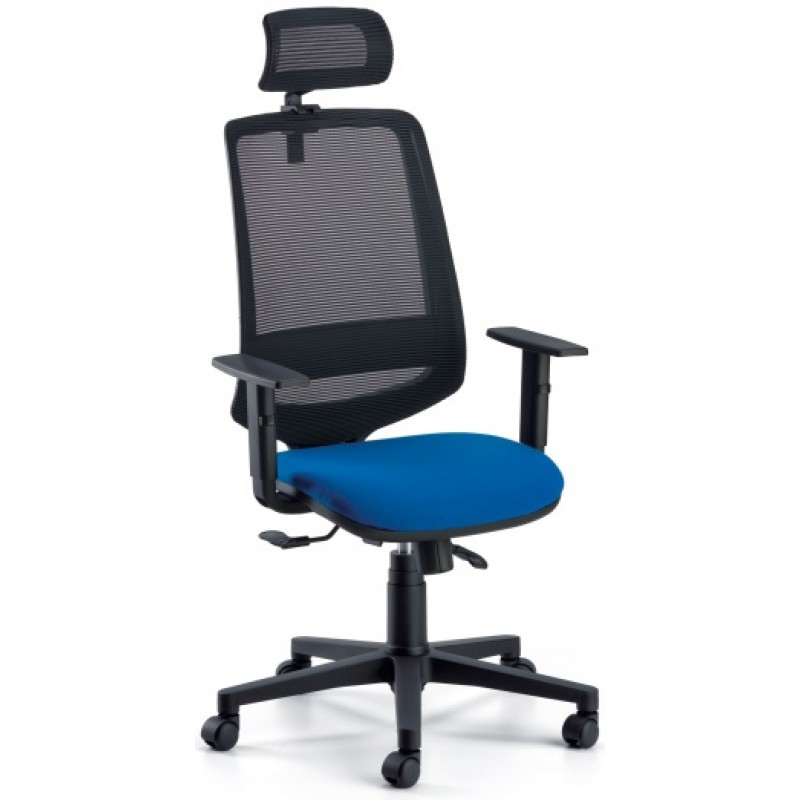ERGO ER11  Πολυθρόνα γραφείου ύφασμα μαύρο mesh και μπλέ στο κάθισμα   60*65*118-127cm                                                                             