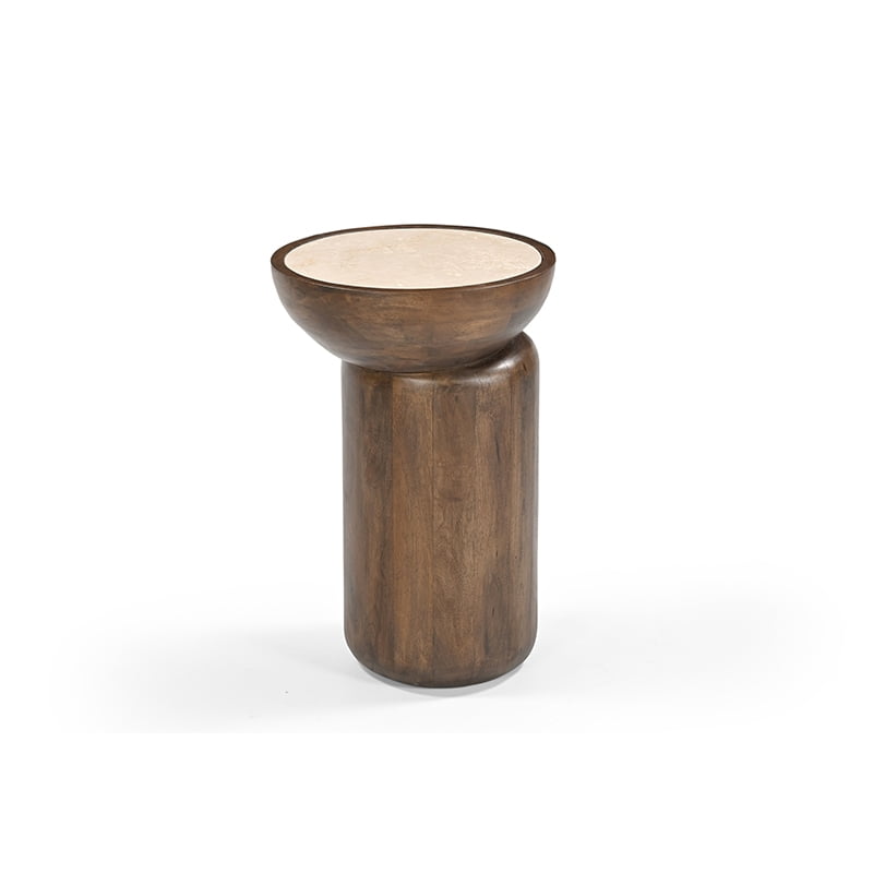 SAPPORO 38 TRAVERTINO SIDE TABLE OFF CENTER N6104