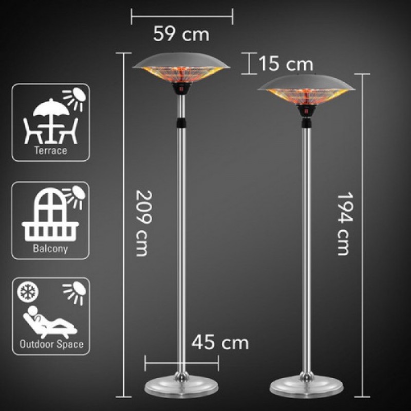 Trotec IRS2520 Θερμαντήρας Υπερύθρων Εξωτερικού Χώρου Τύπου Μανιτάρι 1.250 W / 2.500 W
