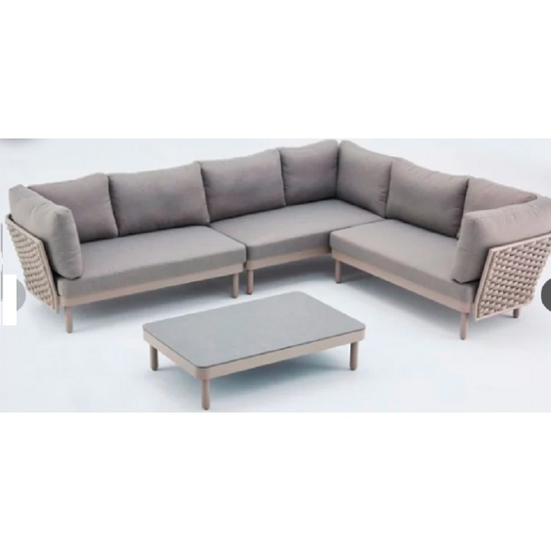 LEON CORNER SET  -ΚΩΔ.  PIP001  Γωνιακό καθιστικό σετ με σκελετό αλουμινίου -ΣΕΤ 2 ΤΜΧ  καναπέ ( 312x240,2x68,5) χαμηλό τραπεζάκι (120x75x30) μ