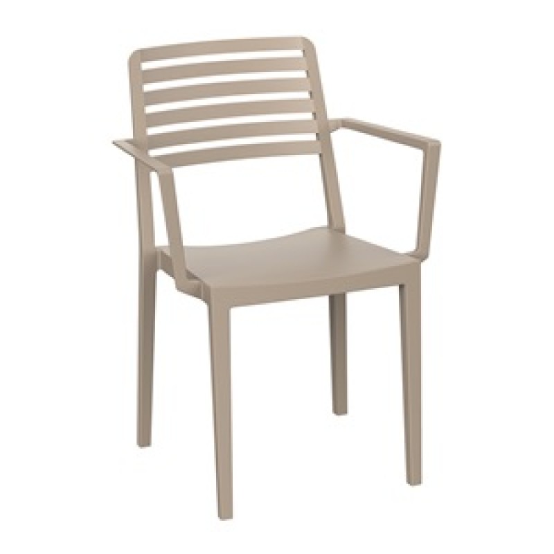 NOLA Πολυθρόνα Τραπεζαρίας Κήπου Στοιβαζόμενη, PP - UV Protection, Απόχρωση Tortora Κωδικός: [Ε-00026189] Ε310,4 ΔΙΑΣΤΑΣΕΙΣ 57x56x83cm