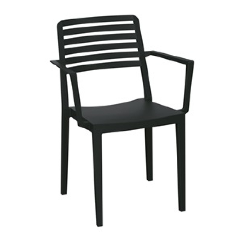 NOLA Πολυθρόνα Τραπεζαρίας Κήπου Στοιβαζόμενη, PP - UV Protection, Απόχρωση Μαύρο Κωδικός: [Ε-00026190] Ε310,2 ΔΙΑΣΤΑΣΕΙΣ 57x56x83cm