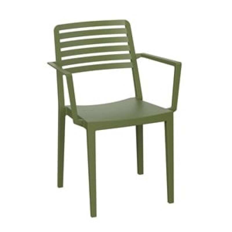 NOLA Πολυθρόνα Τραπεζαρίας Κήπου Στοιβαζόμενη, PP - UV Protection, Απόχρωση Λαδί Κωδικός: [Ε-00026191] Ε310,3 ΔΙΑΣΤΑΣΕΙΣ 57x56x83cm