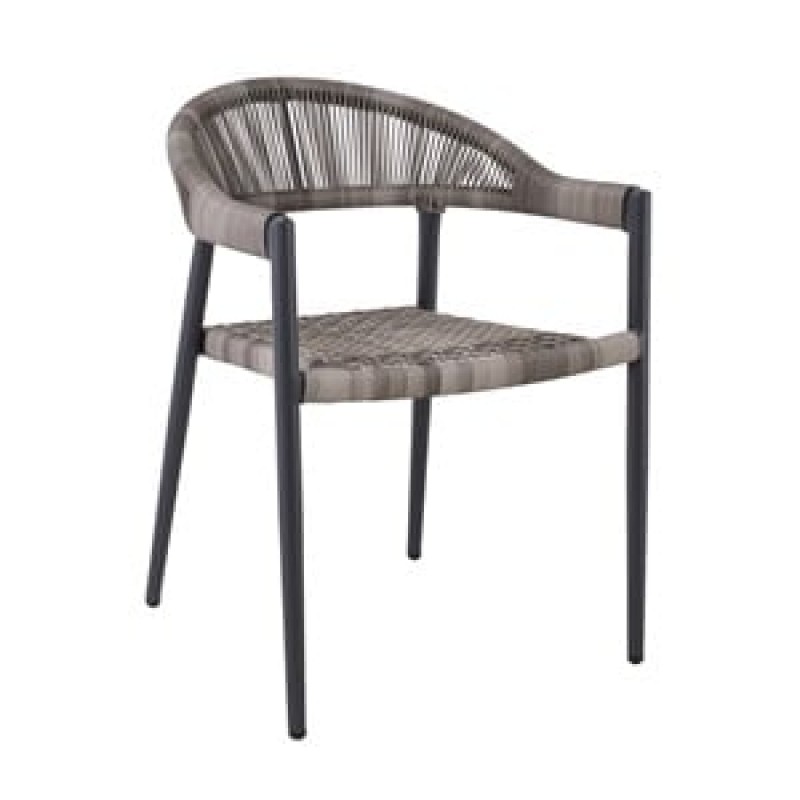 MADISON Πολυθρόνα Βεράντας- Κήπου, ALU Ανθρακί, Rope Wicker Γκρι, Στοιβαζόμενη Κωδικός: [Ε-00026211] Ε6724,2 ΔΙΑΣΤΑΣΕΙΣ 58x56x78cm