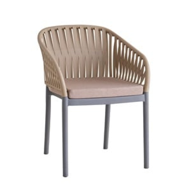 EMERY Πολυθρόνα Βεράντας-Κήπου PP-UV Sand Beige-Ανθρακί, Μαξιλάρι Μπεζ (KD) Κωδικός: [Ε-00026290] Ε3158,2 ΔΙΑΣΤΑΣΕΙΣ 56x59x80cm
