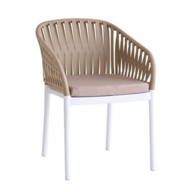 EMERY Πολυθρόνα Βεράντας-Κήπου PP-UV Sand Beige-Άσπρο, Μαξιλάρι Μπεζ (KD) Κωδικός: [Ε-00026291] Ε3158,3 ΔΙΑΣΤΑΣΕΙΣ 56x59x80cm