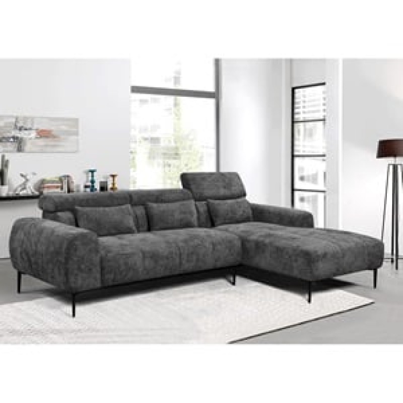 ELORA Καναπές Σαλονιού Αριστερή Γωνία, Ανακλινόμενα Κεφαλάρια, Ύφασμα Γκρι Κωδικός: [Ε-00026326] Ε9504,12 ΔΙΑΣΤΑΣΕΙΣ 261x171x95cm H.79/94cm