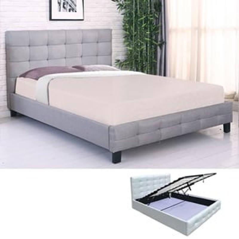 FIDEL Κρεβάτι Διπλό με Αποθηκευτικό Χώρο, για Στρώμα 140x190cm, Ύφασμα Γκρι Κωδικός: [Ε-00026342] Ε8059Α,4 ΔΙΑΣΤΑΣΕΙΣ 148x205x107cm