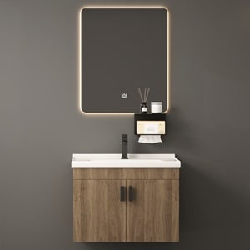 IDEA-3 Set Έπιπλο Κρεμαστό Μπάνιου Φυσικό, Καθρέπτης LED+ Πάγκος με Νιπτήρα και Μπαταρία Κωδικός: [Ε-00026349] ΕΝ103,1 ΔΙΑΣΤΑΣΕΙΣ 60x47x45cm / Mirror 50x60x2cm