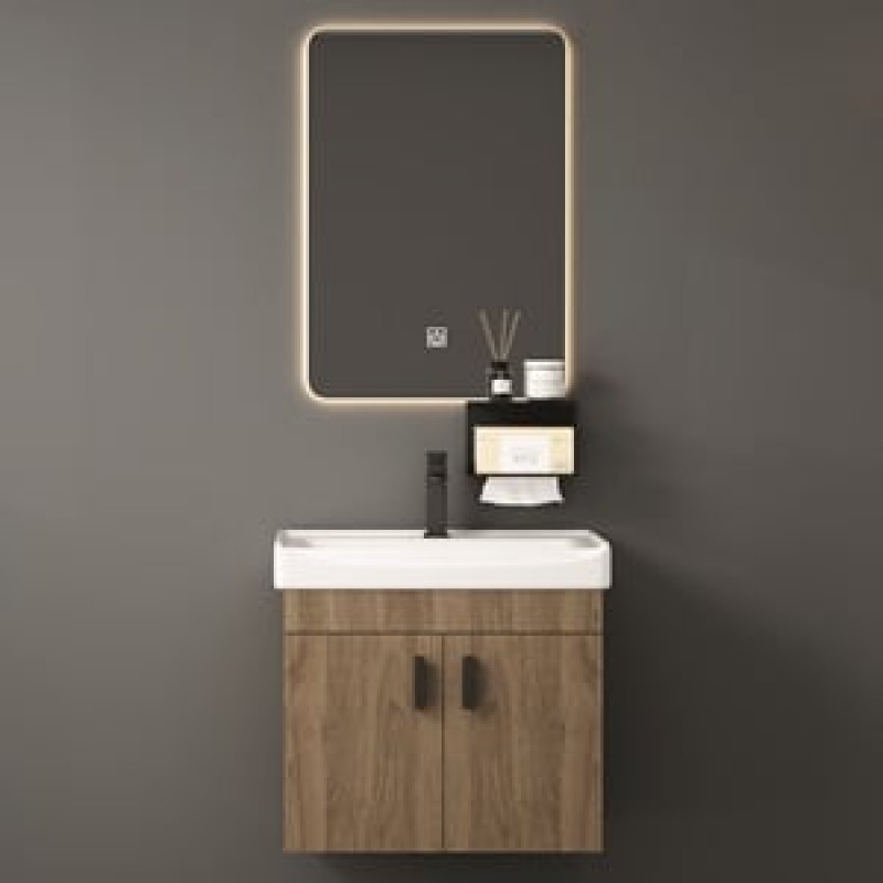 IDEA-4 Set Έπιπλο Κρεμαστό Μπάνιου Φυσικό, Καθρέπτης LED+ Πάγκος με Νιπτήρα και Μπαταρία Κωδικός: [Ε-00026350] ΕΝ104,1 ΔΙΑΣΤΑΣΕΙΣ 50x36x45cm / Mirror 40x50x2cm