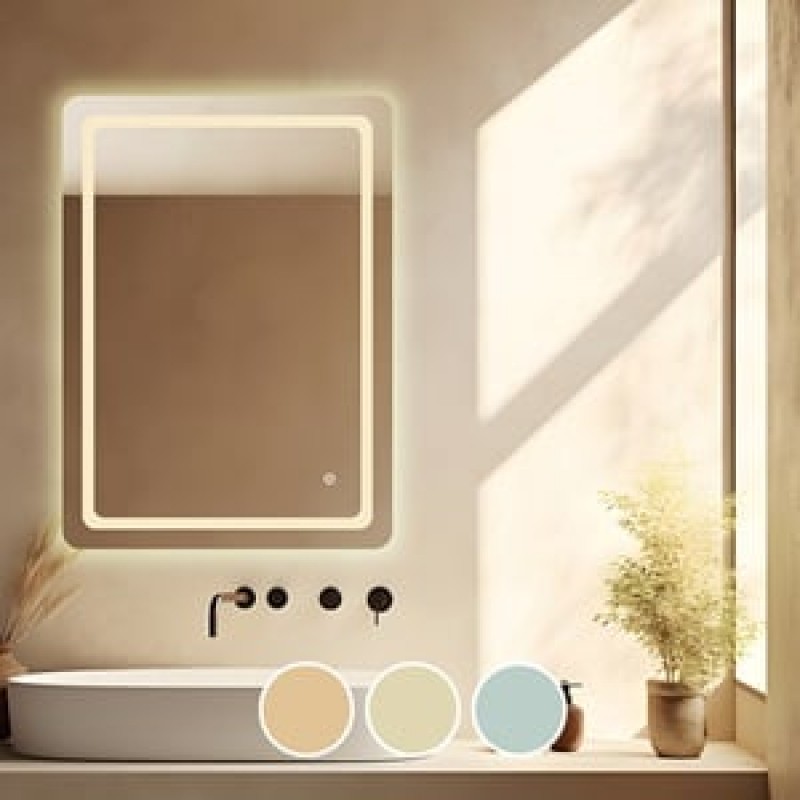 LED-6 Καθρέπτης Τοίχου - Φωτιζόμενος - Αφής, με 3 επιλογές εναλλαγής χρωμάτων Κωδικός: [Ε-00026352] Ε7180,61 ΔΙΑΣΤΑΣΕΙΣ 60x80cm