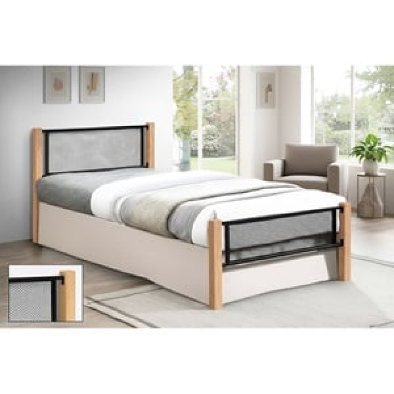 ΝΕΤ Κρεβάτι Μονό για Στρώμα 90x190cm, Μέταλλο Βαφή Μαύρο, Ξύλο Φυσικό Κωδικός: [Ε-00026430] Ε8048,1 ΔΙΑΣΤΑΣΕΙΣ 95x200x81cm(Στρώμα 90x190)cm