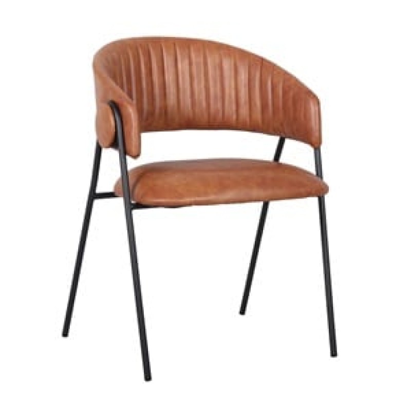 ALFRED Πολυθρόνα Μέταλλο Βαφή Μαύρο, PU Camel Κωδικός: [Ε-00026443] ΕΜ7100,1 ΔΙΑΣΤΑΣΕΙΣ 57x55x76cm