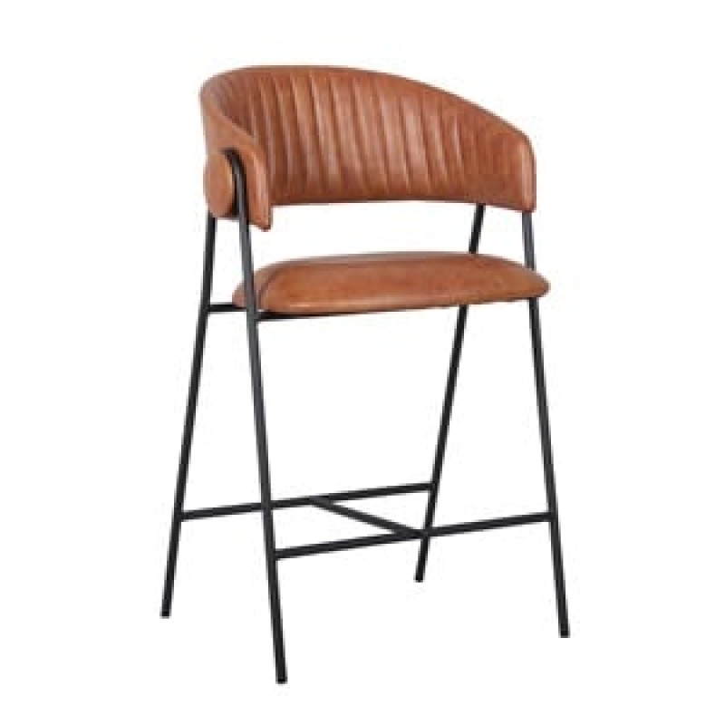 ALFRED Σκαμπό BAR Μέταλλο Βαφή Μαύρο, PU Camel Κωδικός: [Ε-00026444] ΕΜ7101,1 ΔΙΑΣΤΑΣΕΙΣ 58x53x66/96cm