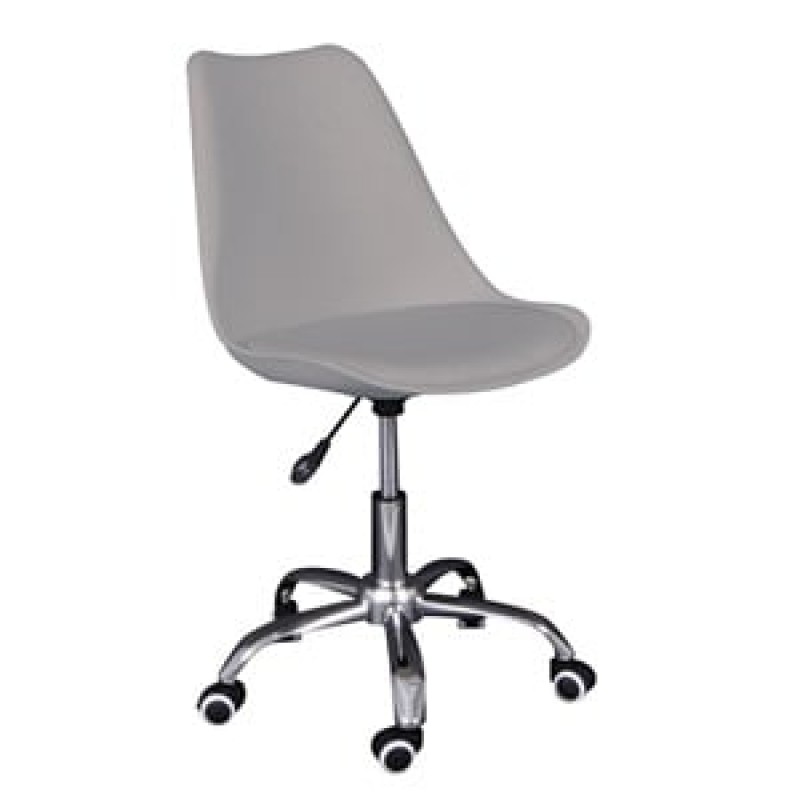 MARTIN-W Καρέκλα Γραφείου, Βάση Χρώμιο, PP & Pu Γκρι, Μονταρισμένη Ταπετσαρία Κωδικός: [Ε-00026467] ΕΟ201,4WL ΔΙΑΣΤΑΣΕΙΣ 56x56x79/91cm