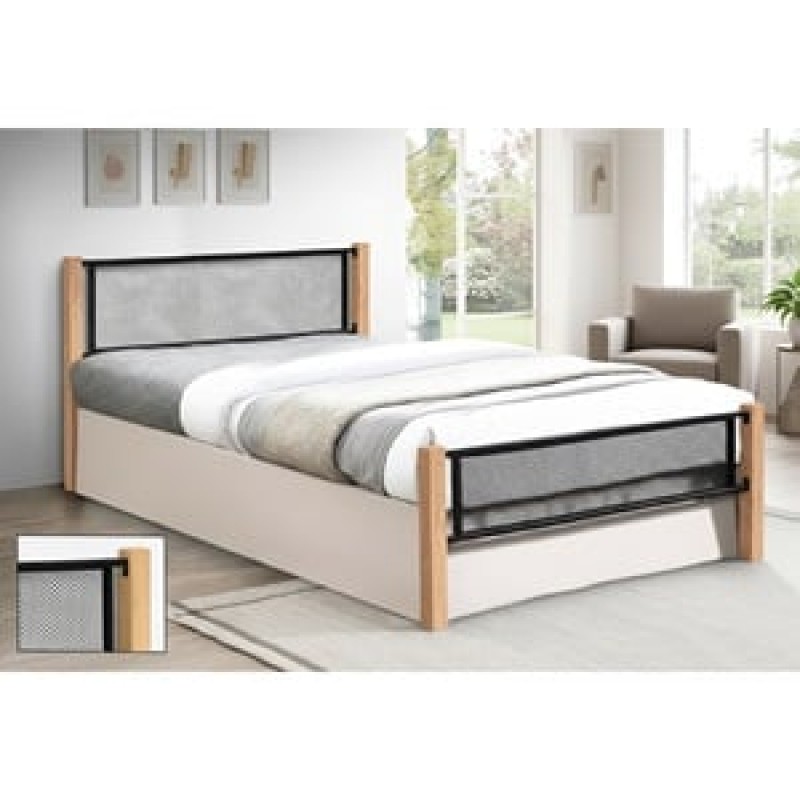 ΝΕΤ Κρεβάτι Διπλό για Στρώμα 150x200cm, Μέταλλο Βαφή Μαύρο, Ξύλο Φυσικό Κωδικός: [Ε-00026501] Ε8041,1 ΔΙΑΣΤΑΣΕΙΣ 155x210x81cm(Στρώμα 150x200)cm