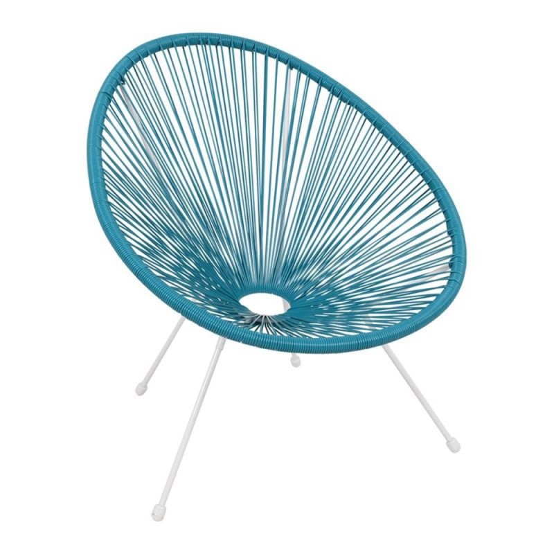 ACAPULCO Πολυθρόνα Μέταλλο Βαφή Άσπρο, Rattan Μπλε Κωδικός: [Ε-00019720] Ε245,Α3 ΔΙΑΣΤΑΣΕΙΣ 73x76x89cm