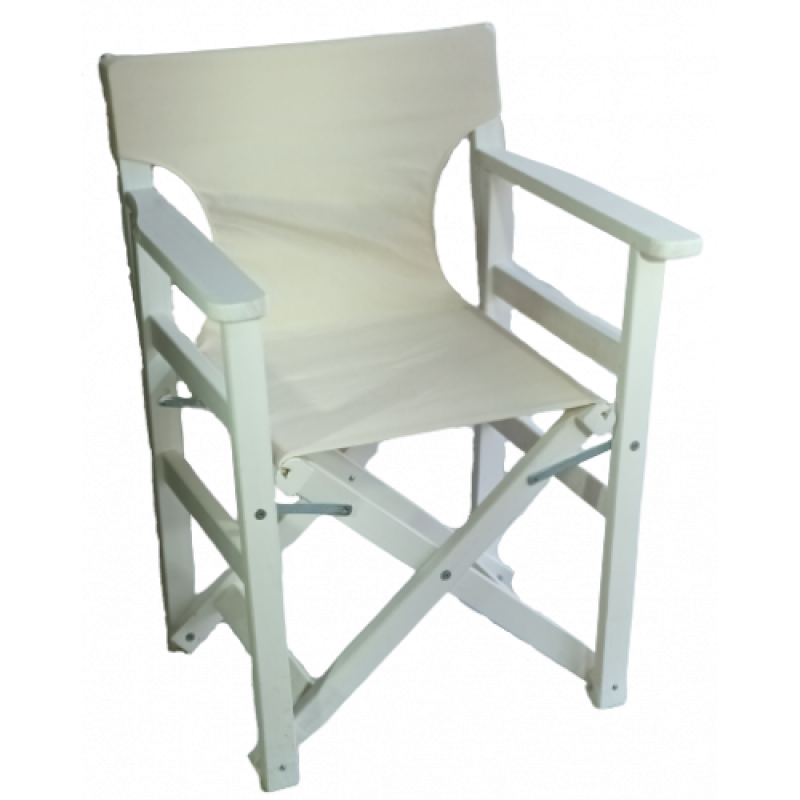 ΚΛΑΣΣΙΚΗ πολυθρόνα σκηνοθέτη λάκα ΛΕΥΚΗ / 63x55xΗ85