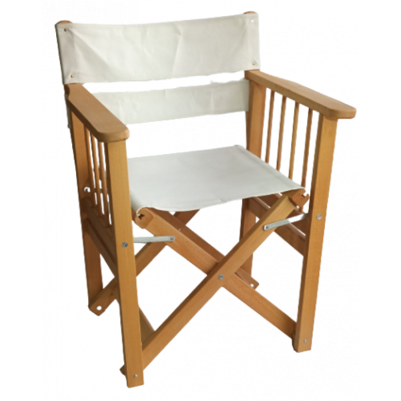 ΚΑΡΦΩΤΗ πολυθρόνα σκηνοθέτη εμποτισμού ΦΥΣΙΚΟ με πανί ΕΚΡΟΥ, 63x55x85