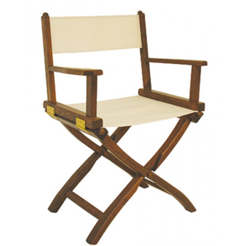 ΝΑΥΤΙΚΗ πολυθρόνα σκηνοθέτη ξύλινη με πανί ΕΚΡΟΥ, 60x43x90